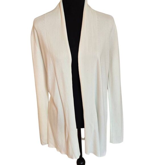 J. McLaughlin Womens Open Front Knitted Cardigan Sweater Off White Small - Picture 1 of 11